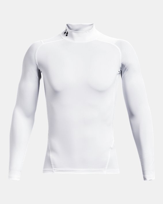 Men's HeatGear® Mock Long Sleeve, White, pdpMainDesktop image number 4